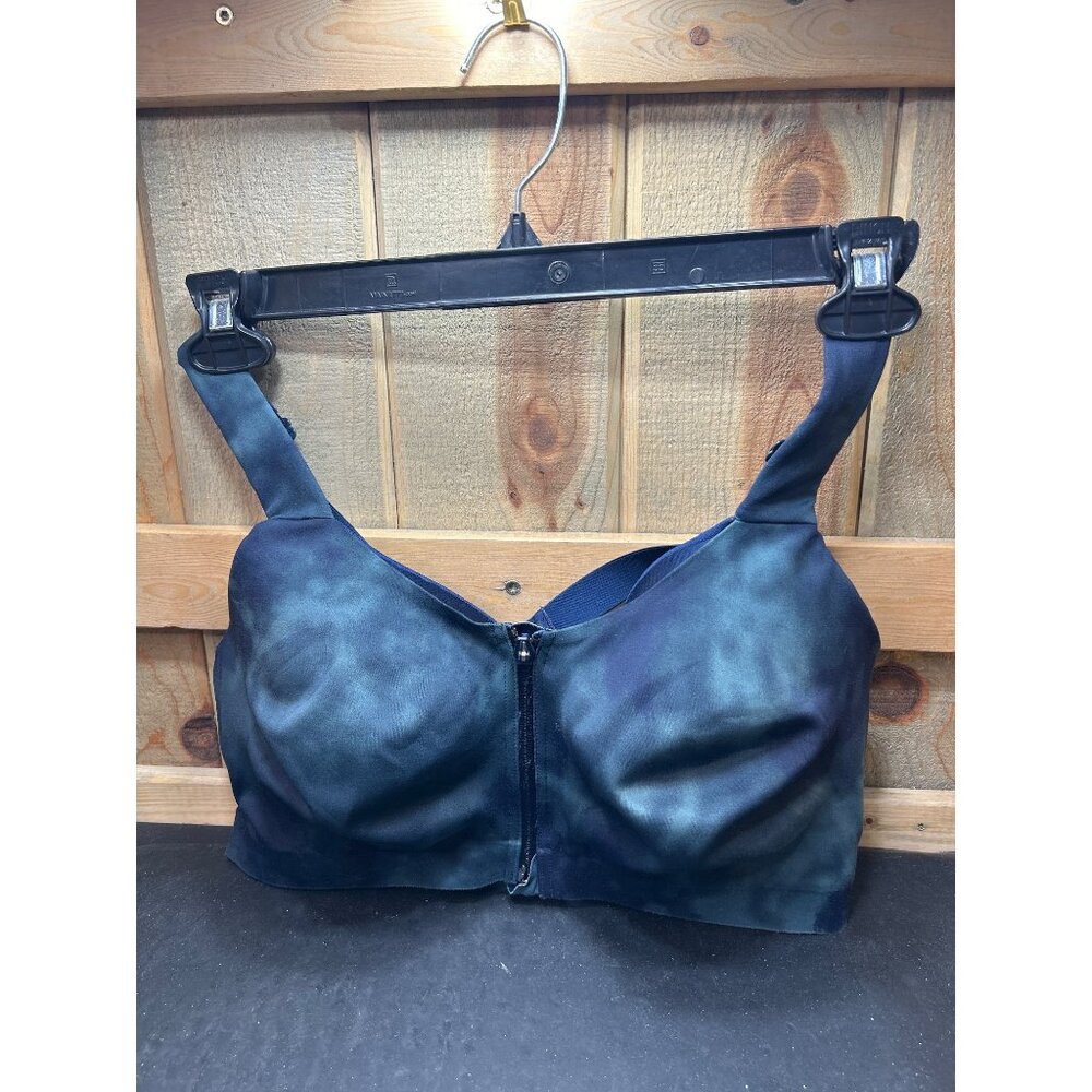 Knockout Womens Front-Zip Sports Bra 36DDD Tie-Dye Blue Adjustable Straps